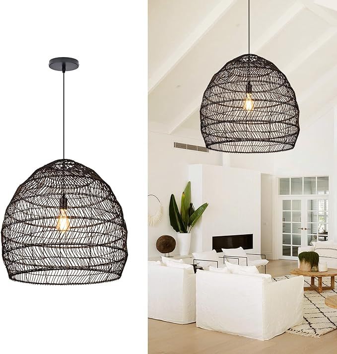 Arturesthome Ceiling Chandelier for Kitchen, Rattan Woven Basket Pendant Light Shades, Handmade H... | Amazon (US)