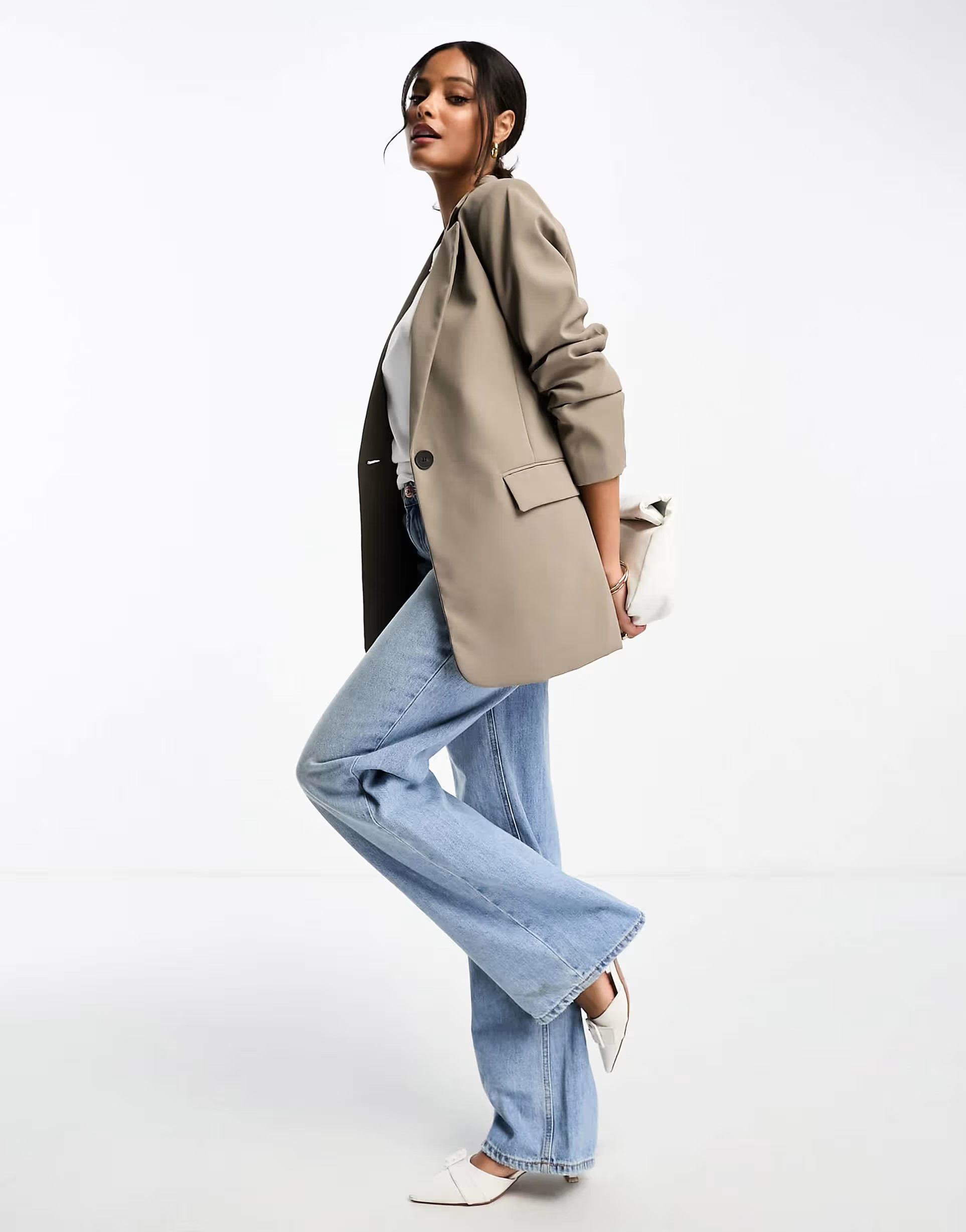 Pull&Bear oversized blazer in taupe brown | ASOS (Global)