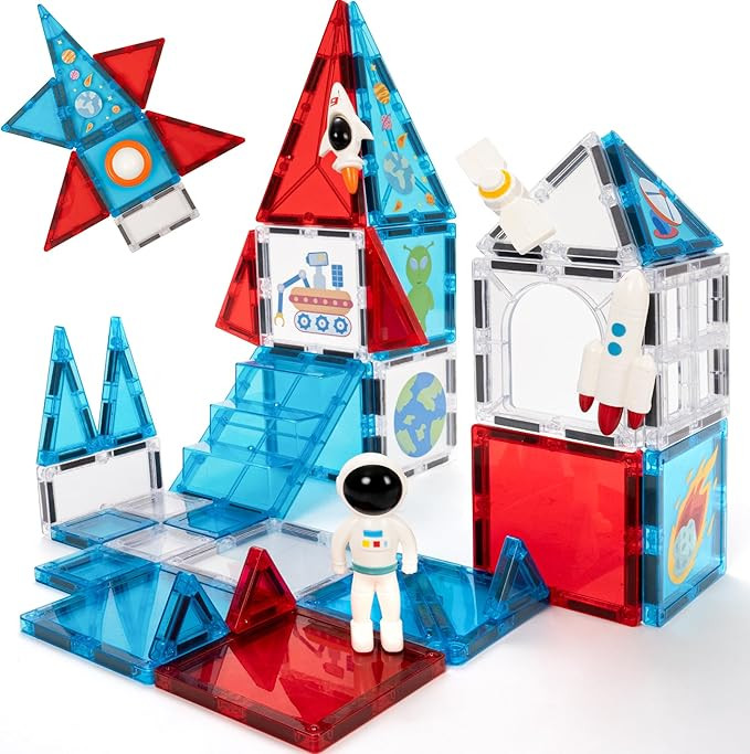cossy Magnetic Tiles Space Set, Magnet Tiles with Astronaut, Magnetic Tiles for Kids Ages 4-8, ST... | Amazon (US)
