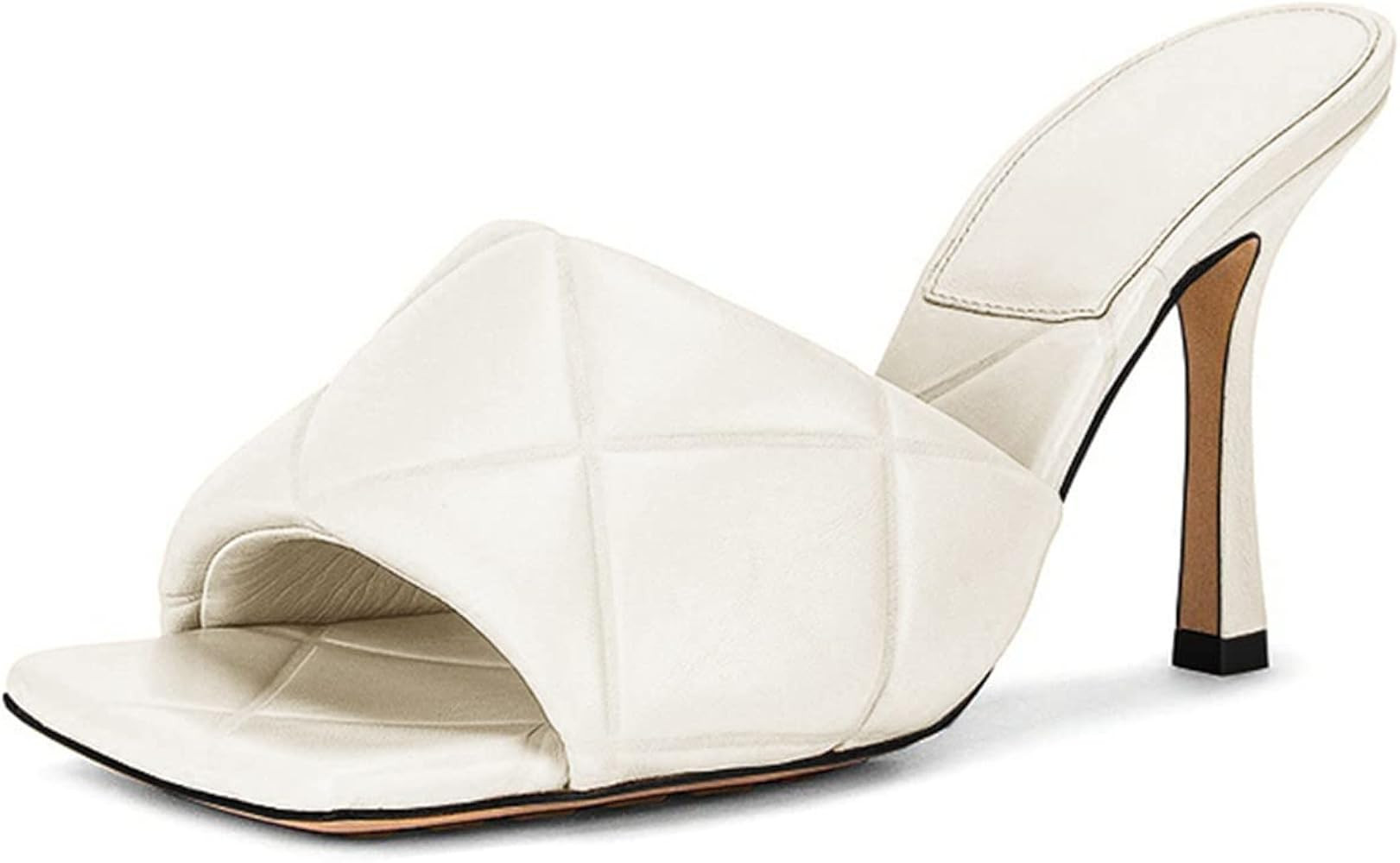 Mskilder Women's Sandal Heels Square Toe Backless Slip On Stiletto Mules Slides Dress Sandals | Amazon (US)