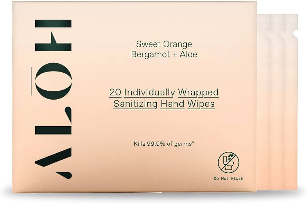 ALŌH Skin - Softening Sanitizing Hand Wipes – Sweet Orange Bergamot + Aloe (1 Box of 20 Indivi... | Amazon (US)
