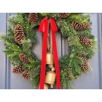 Holiday Wreath With Bow & Bells | Etsy (US)