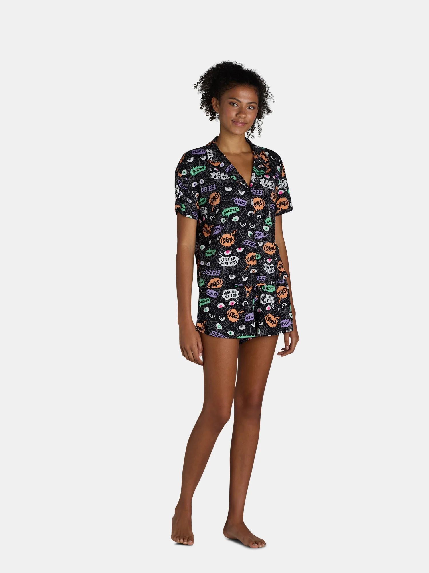 Halloween Women’s Spider Web Print Shorty Pajama Set from Way to Celebrate, 2-Piece, Sizes XS-3... | Walmart (US)