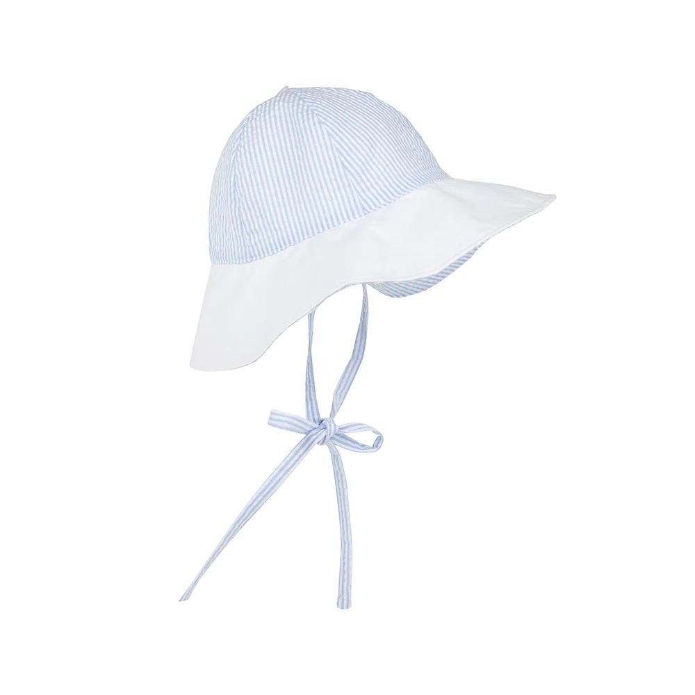 Sawyer Sun Hat - Breakers Blue Seersucker with Worth Avenue White | The Beaufort Bonnet Company