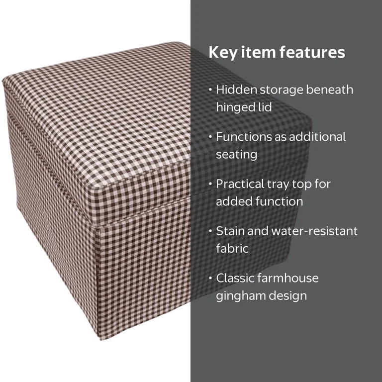 My Texas House Alamo Large Skirted Ottoman, Gingham Check | Walmart (US)