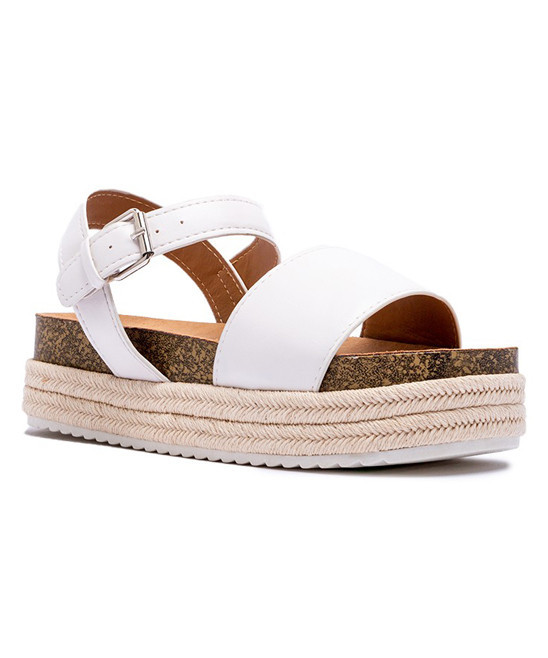 Qupid Women's Sandals White - White Espadrille Platform Sandal - Women | Zulily