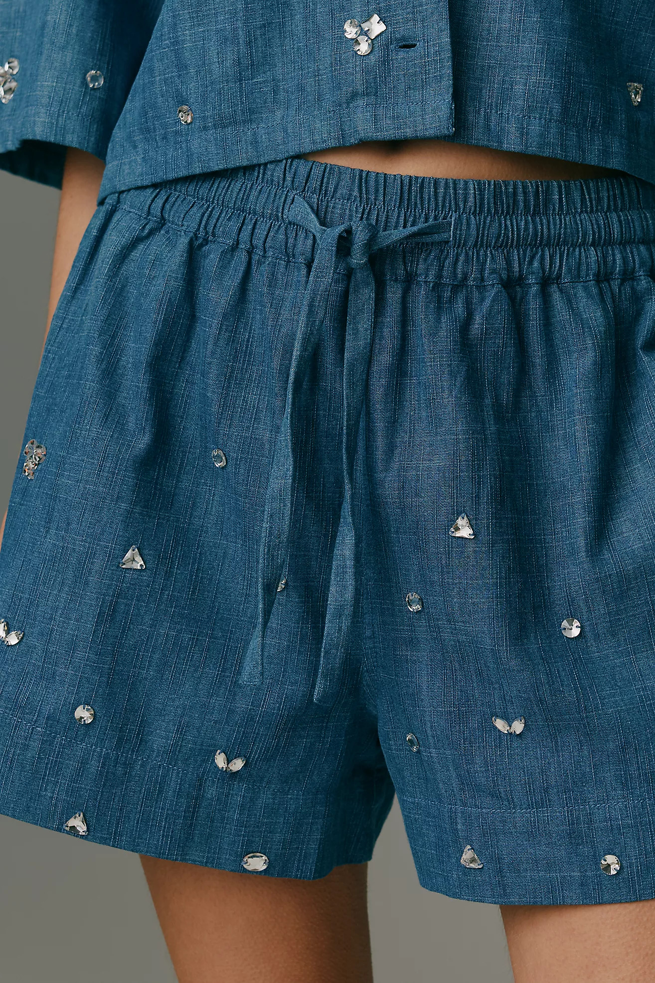 Pilcro High-Rise Chambray Drawstring Shorts | Anthropologie (US)