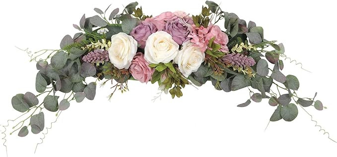 HiiARug Artificial Rose Flower Swag, 31 Inch Decorative Swag with Dusty Rose Hydrangeas Eucalyptu... | Amazon (US)
