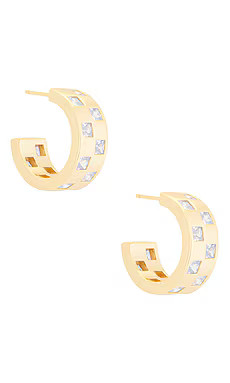 MEGA Checkered Wide Earring in 14k Yellow Gold Plated from Revolve.com | Revolve Clothing (Global)
