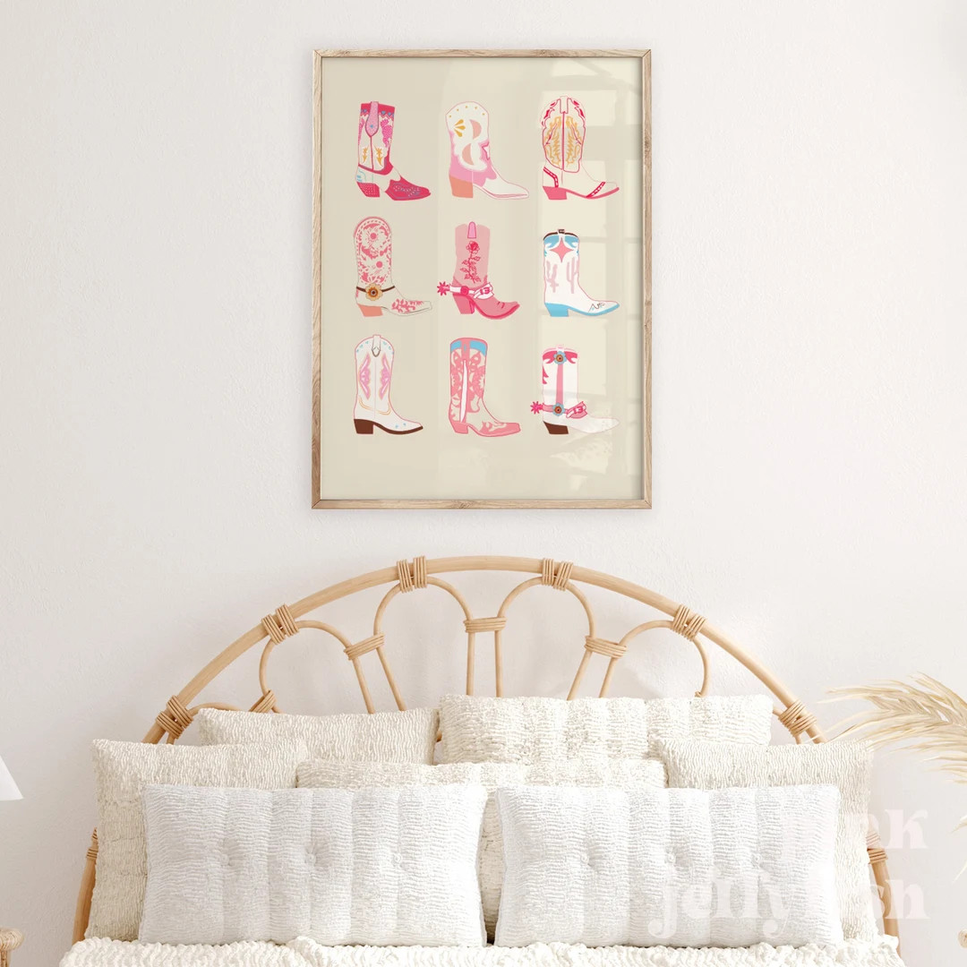 Pastel Cowboots Print, Western Printable Wall Art, Coastal Cowgirl, Teen Cowgirl Bedroom Decor, P... | Etsy (US)
