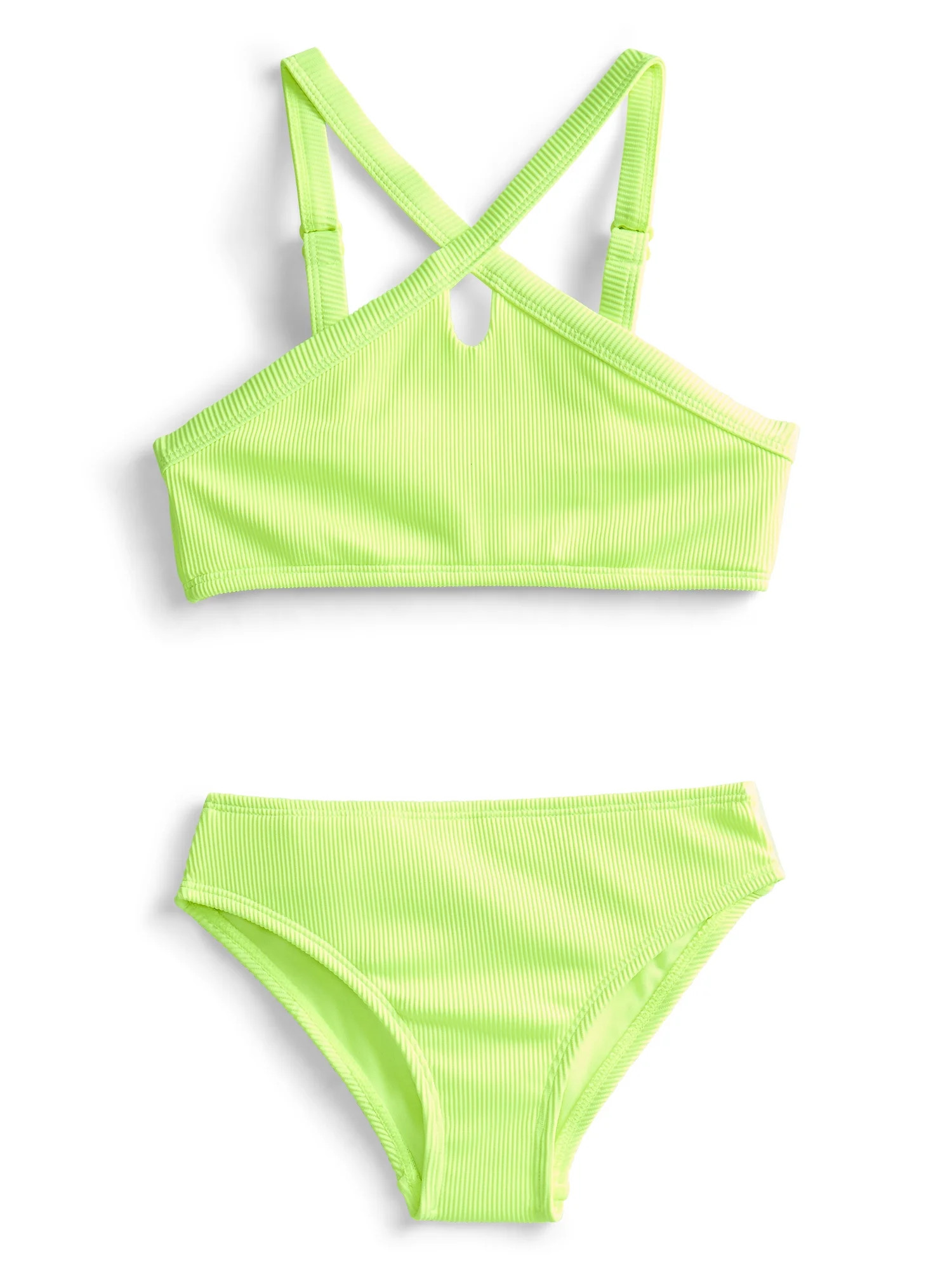 Weekend Academy Girls Solid Rib Bikini Swim Set, 2-Piece, Sizes 4-18 | Walmart (US)