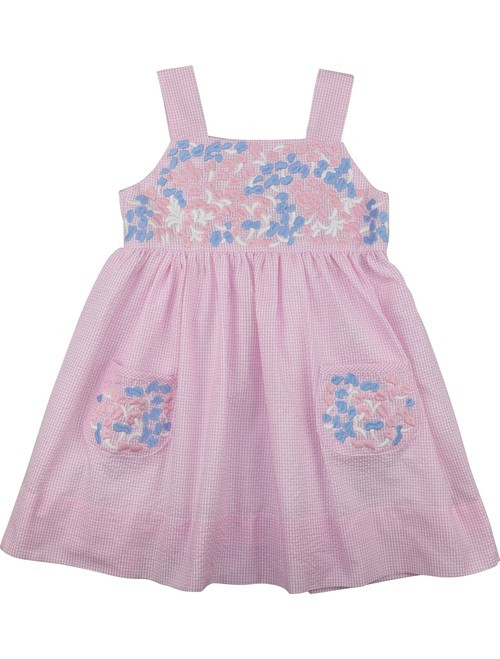 Pink Gingham Seersucker Fiesta Dress | Cecil and Lou