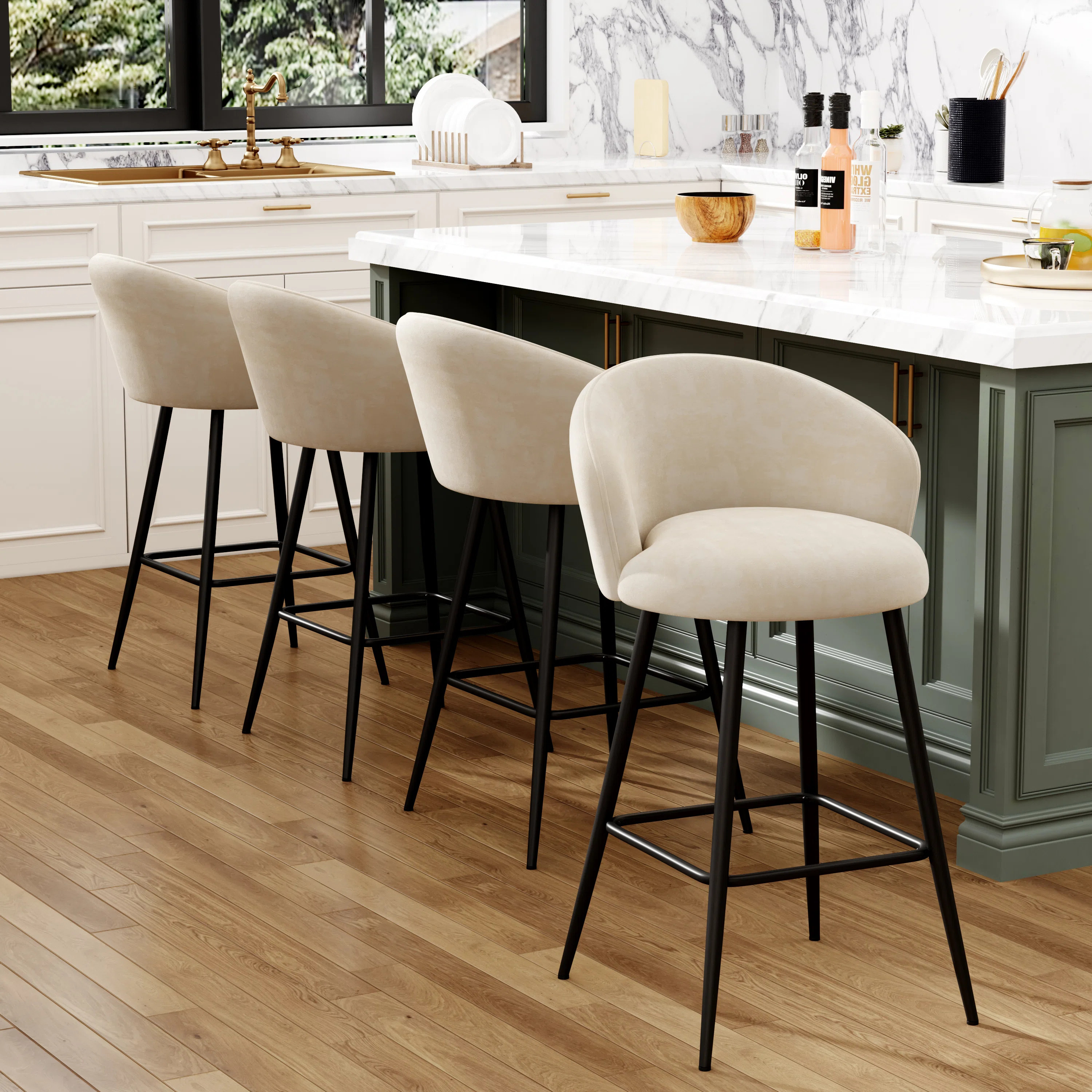 Upholstered Counter Stool With Metal Frame | Wayfair North America