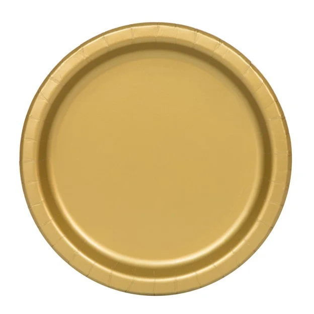 Gold Solid Round 9" Paper Dinner Plates, 20 Count, Way To Celebrate - Walmart.com | Walmart (US)