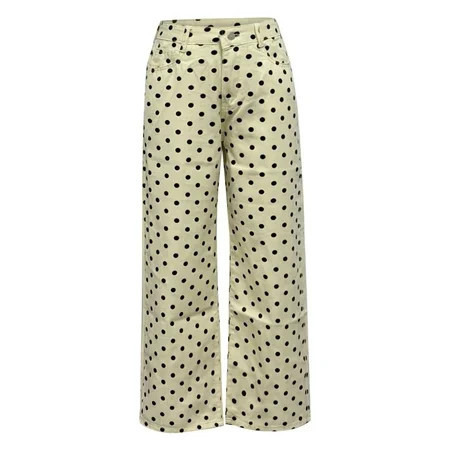 Polka Dot Jeans, Audhol Women's 2026 Polka Dot Pattern Jeans Mid Waist Vintage Denim Pants with Pocket Wide Leg Jeans Woman Beige S | Walmart (US)