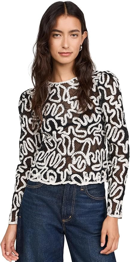 Sea Women's Alice Embroidery Battenberg Top | Amazon (US)