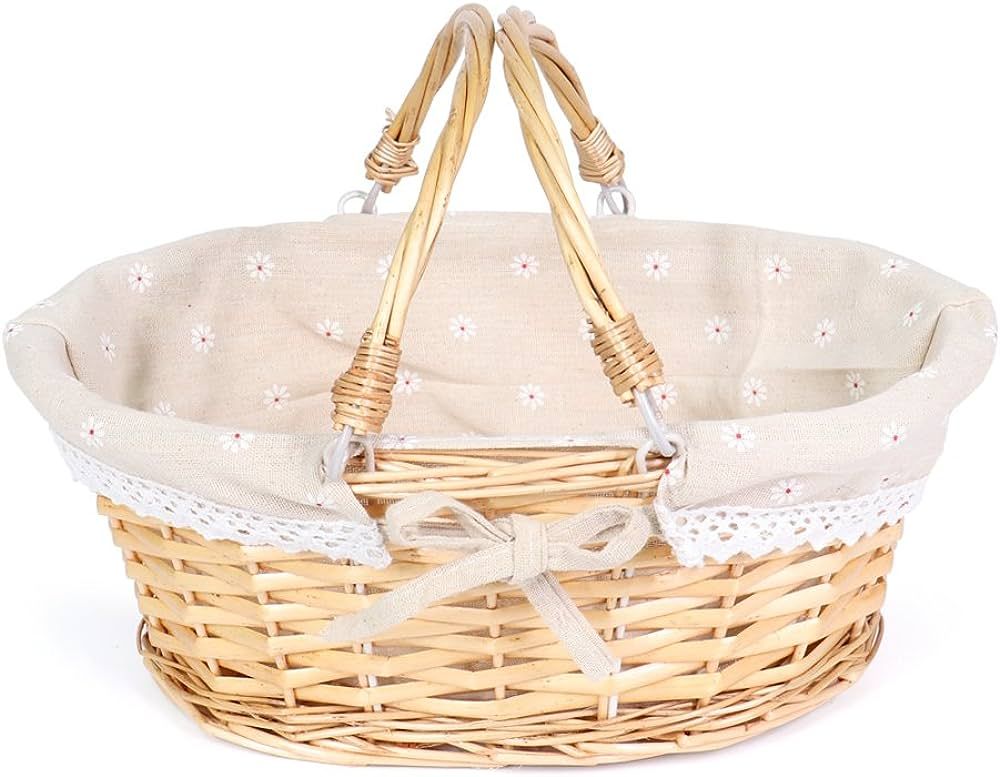 Wicker Gift Baskets Empty Oval Willow Woven Picnic Cheap Easter Candy Storage Wine Basket with Ha... | Amazon (US)