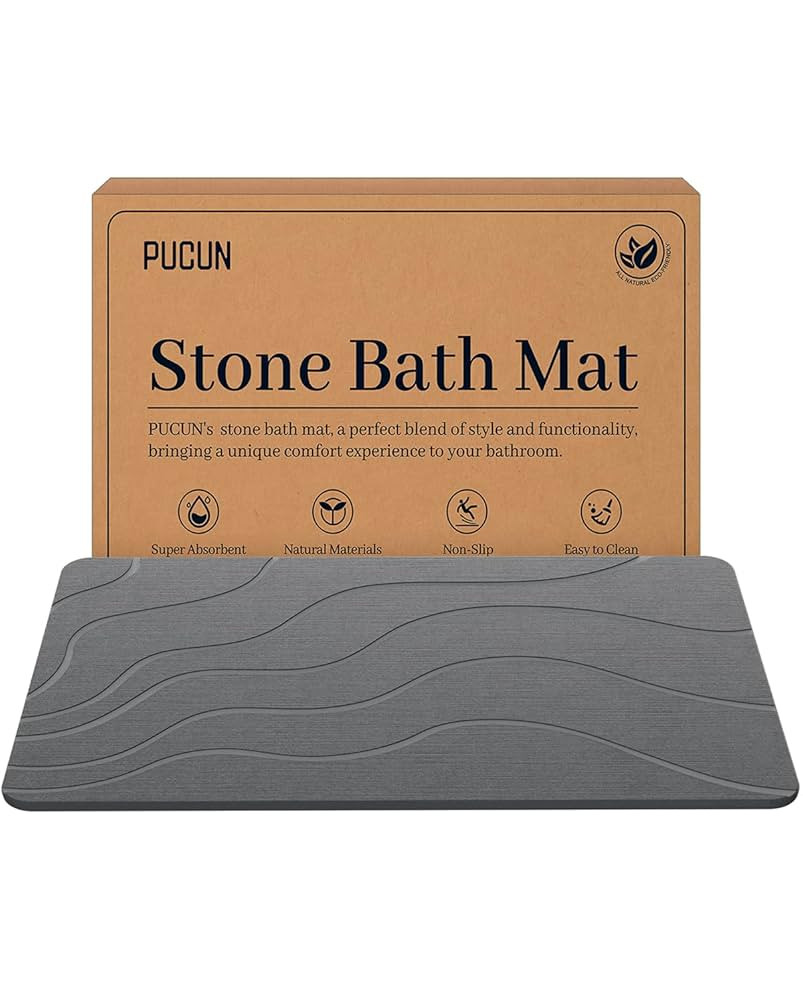Stone Bath Mat Diatomaceous Earth Non-Slip Shower Mat,Quick Drying Diatomite Bath Stone Mat for B... | Amazon (US)