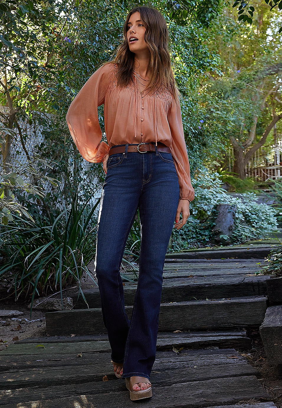 edgely™ Dark High Rise Flare Jean | Maurices