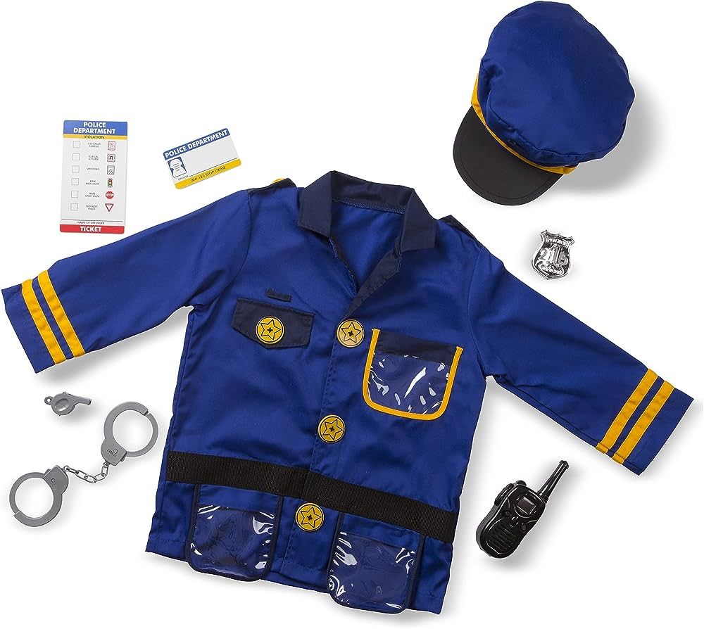 Melissa & Doug unisex-children Police Officer Role Play Costume Dress-Up Set (8 pcs) Frustration-... | Amazon (US)