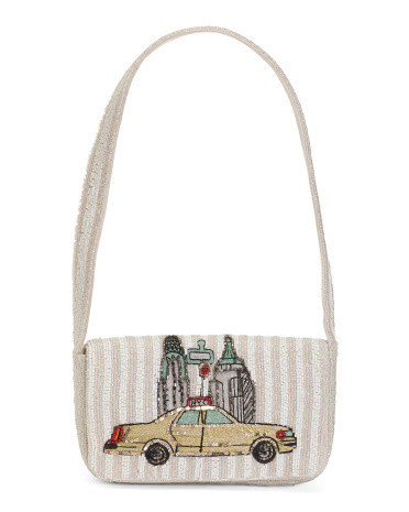 Beaded Nyc Icon Striped Shoulder Bag For Women, Leather | TJ Maxx
