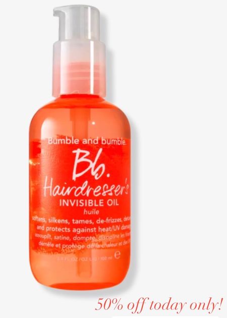 Bumble and bumble hairdresser oil is 50% off today only! Works great as a finishing product post blow dry or styling!

#LTKfamily #LTKbeauty #LTKunder50