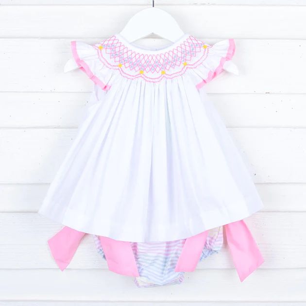 Geometric Smocked Multi Stripe Bloomer Set | Classic Whimsy