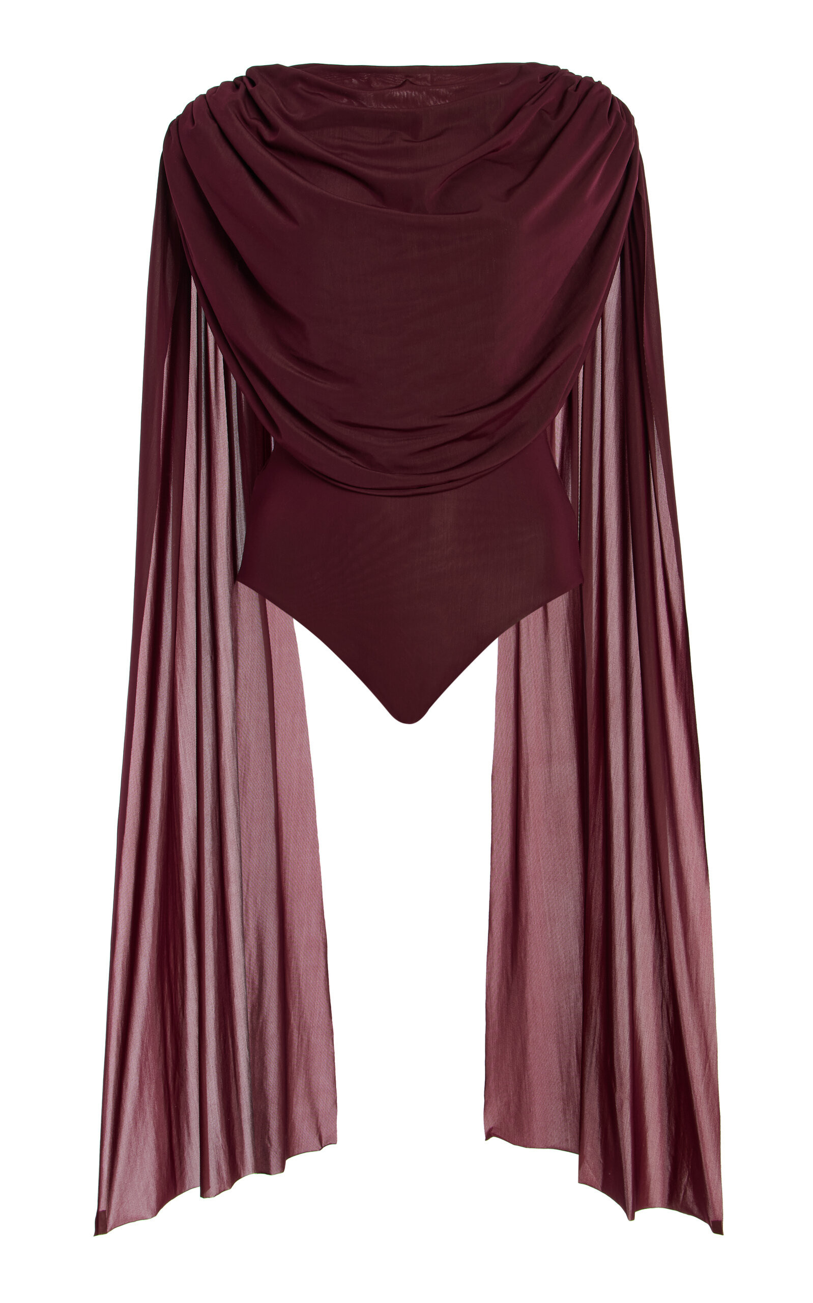 Maygel Coronel - Burano Jersey Cape Bodysuit - Burgundy - OS - Moda Operandi | Moda Operandi (Global)