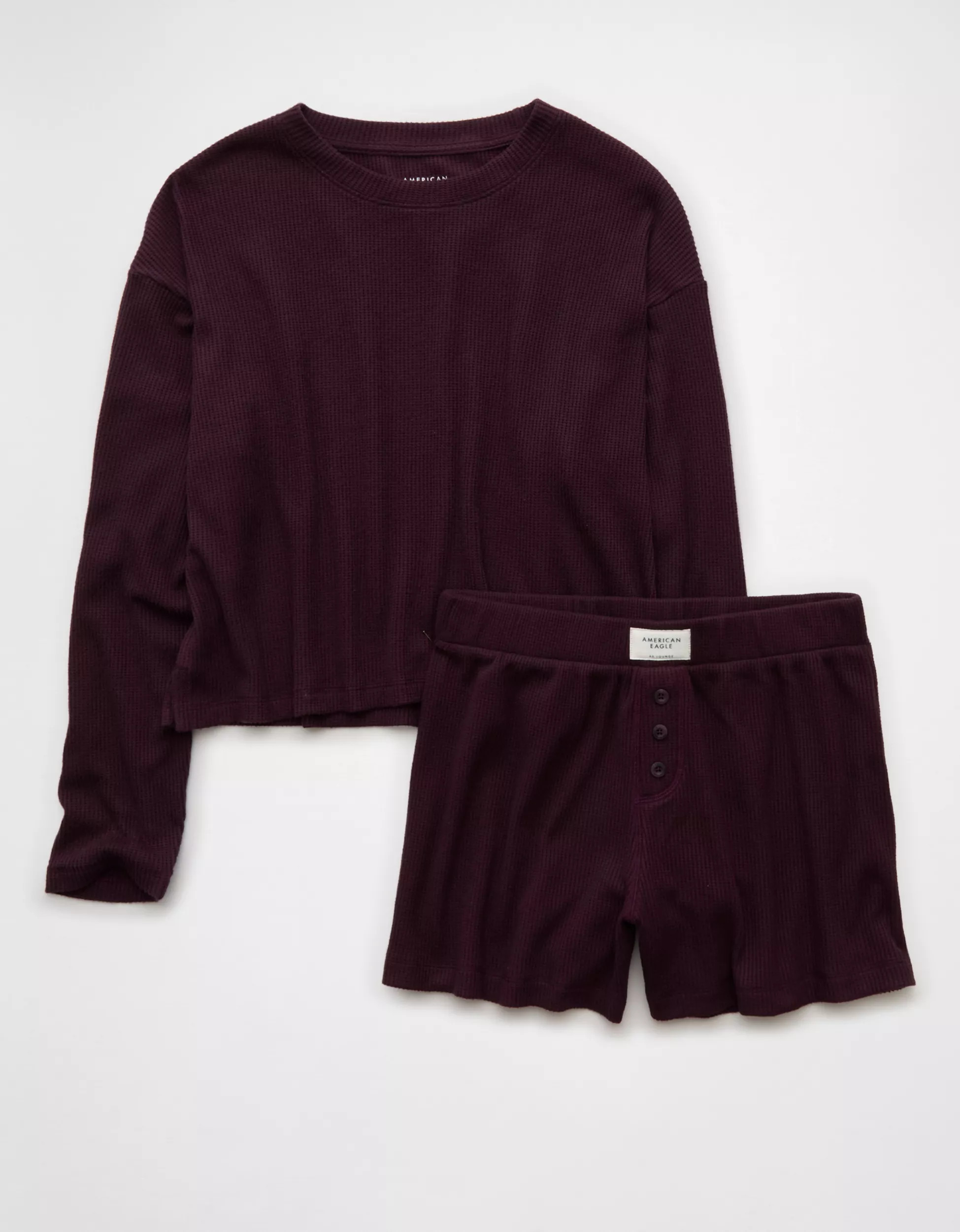 AE Luxe Plush Waffle Tee + Short Lounge Set | American Eagle Outfitters (US & CA)