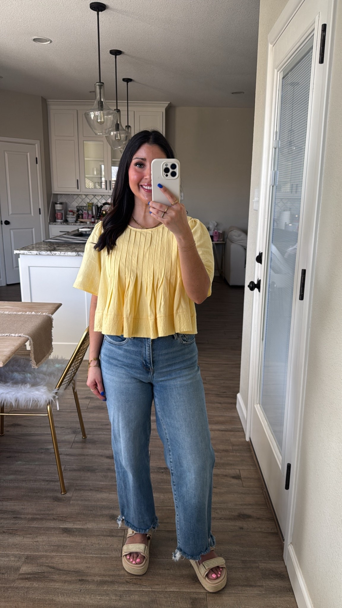 Size small top. Use code VICTORIABURGESS on my jeans 

#LTKPetite #LTKootd #LTKWorkwear