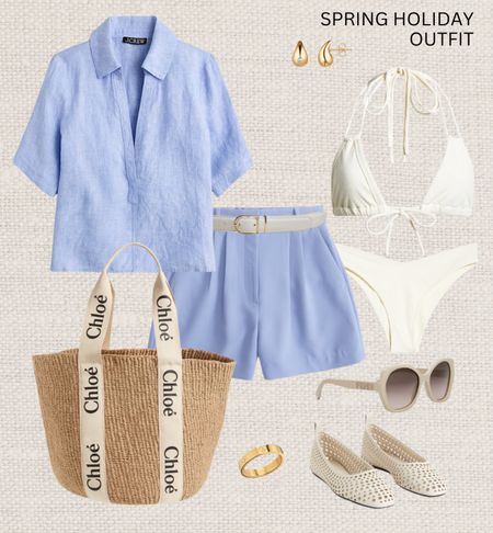 Spring holiday outfit idea 🏝️☀️

Read the size guide/size reviews to pick the right size.

Leave a 🖤 to favorite this post and come back later to shop

Holiday Outfits, Spring Outfits, Summer Outfit Inspiration, Vacation, Beach Day, Blue Tailored Shorts, White Bikini Gold Jewellery, Chloe Beach Bag, H&M Ballerina Flats, Fendi Sunglasses, 

#LTKstyletip #LTKSeasonal #LTKtravel