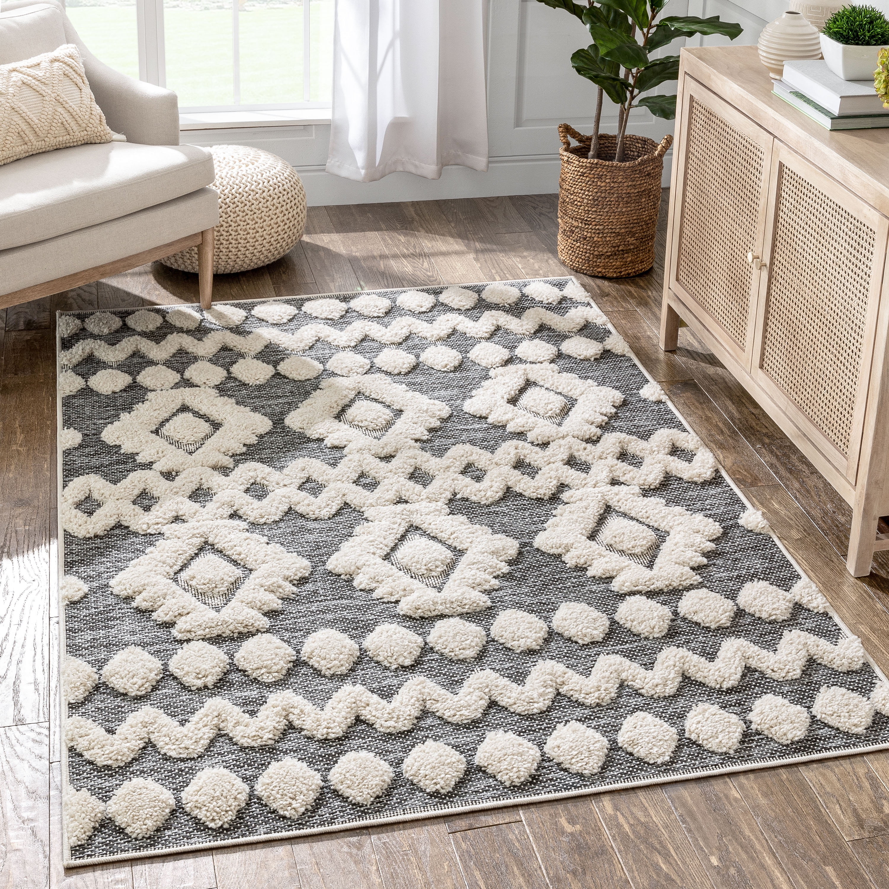 Well Woven Bellagio Chiara Moroccan Tribal Grey 7'10" x 10'6" High-Low Flat-Weave Area Rug - Walm... | Walmart (US)