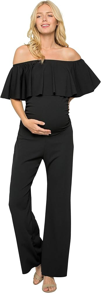 My Bump Maternity Ruffle Off Shoulder Jumpsuit (Made in USA) | Amazon (US)