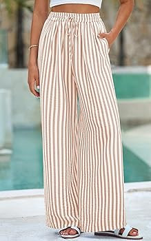 PRETTYGARDEN Womens Pants Elastic Waist Floral Lightweight Palazzo Pants for Women Casual Lounge ... | Amazon (US)