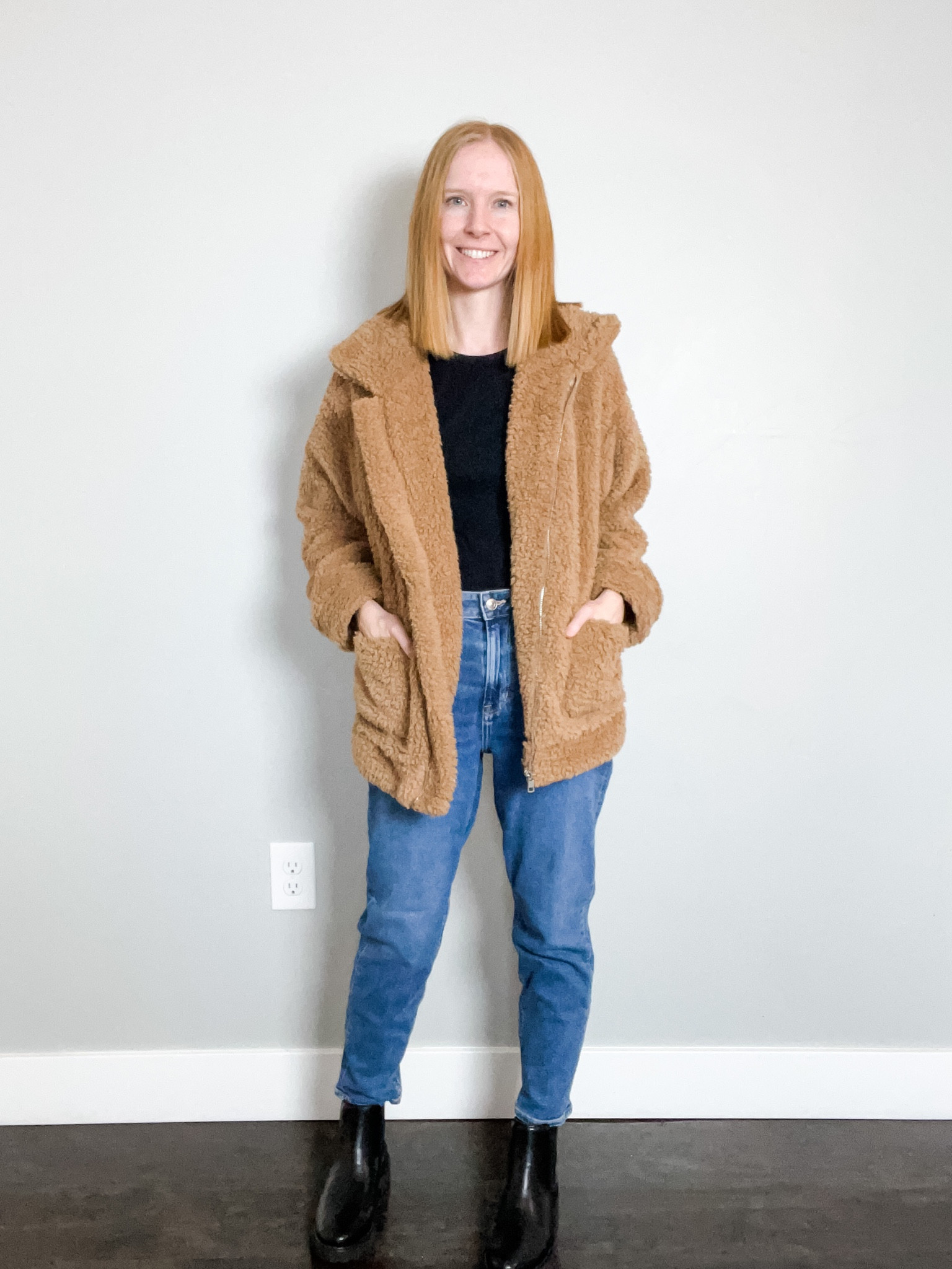 Wearing size S in Sherpa jacket and 0 petite in jeans. Camel Sherpa jacket, Sherpa outfit, Sherpa jacket outfit, mom jeans outfit, Chelsea boots outfit, fall fashion, winter fashion, outfit ideas, cute outfit, casual outfit, outfit inspo, outfit inspiration  

#LTKFind #LTKfit #LTKSeasonal