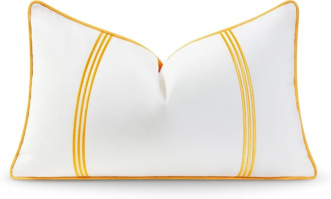 Hofdeco Premium Coastal Patio Indoor Outdoor Lumbar Pillow Cover Only, 12"x20" Water Resistant fo... | Amazon (US)