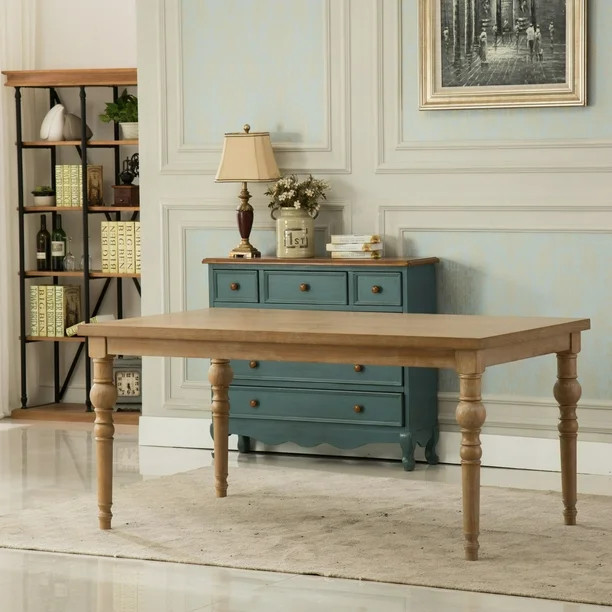 Roundhill Furniture Habitanian 65 in. Rectangular Turned Leg Dining Table - Walmart.com | Walmart (US)