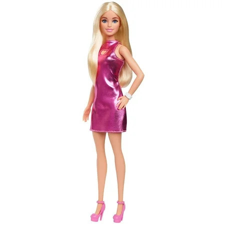 Barbie Fashionistas Doll #230 in Metallic Pink Minidress with Heart Cut-Out, Blond Hair | Walmart (US)