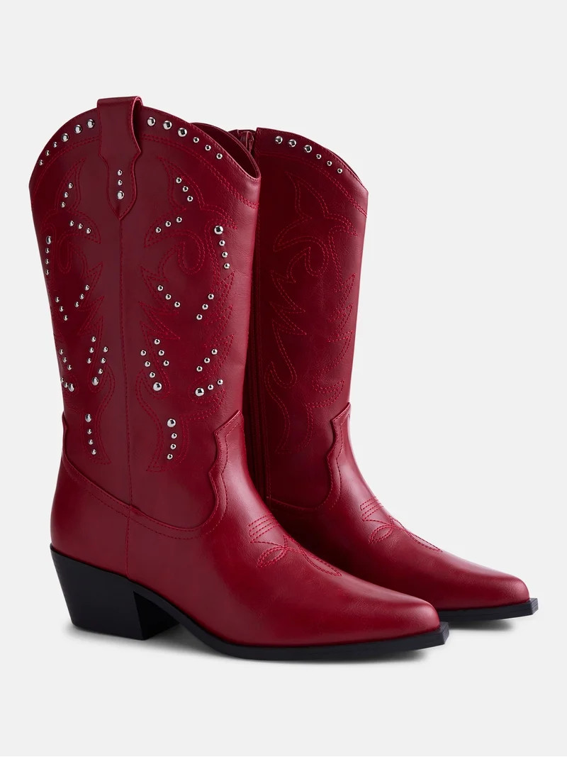 No Boundaries Women's Studded Cowboy Boots | Walmart (US)