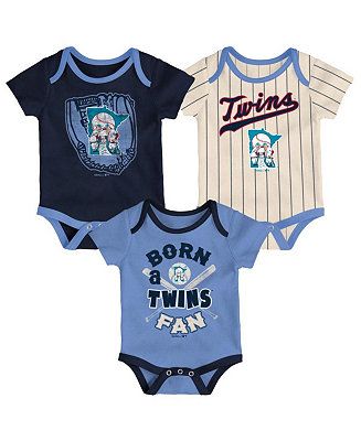 Outerstuff Unisex Newborn Infant Navy and Light Blue and Cream Minnesota Twins Three-Pack Number ... | Macys (US)