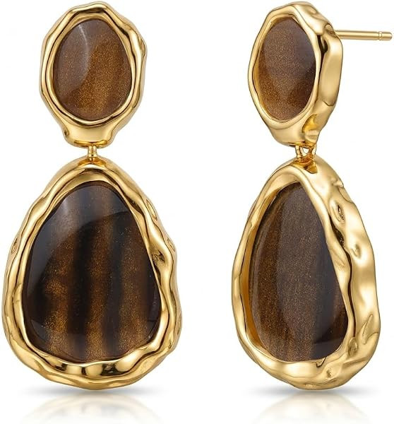 Gold Chunky Statement Teardrop Dangle Drop Earrings for Women | Amazon (US)