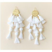 Shop Vaca See Shop Page/ White Tassel Earrings/ Long 5.5"" Mini Tassels/ Earrings | Etsy (US)