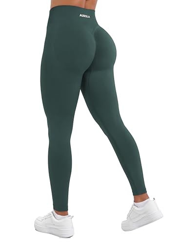 AUROLA Influence Workout Leggings for Women, Seamless Compression Tummy Control Leggings Mid Rise Yoga Pants,Eden Green,XS | Amazon (US)