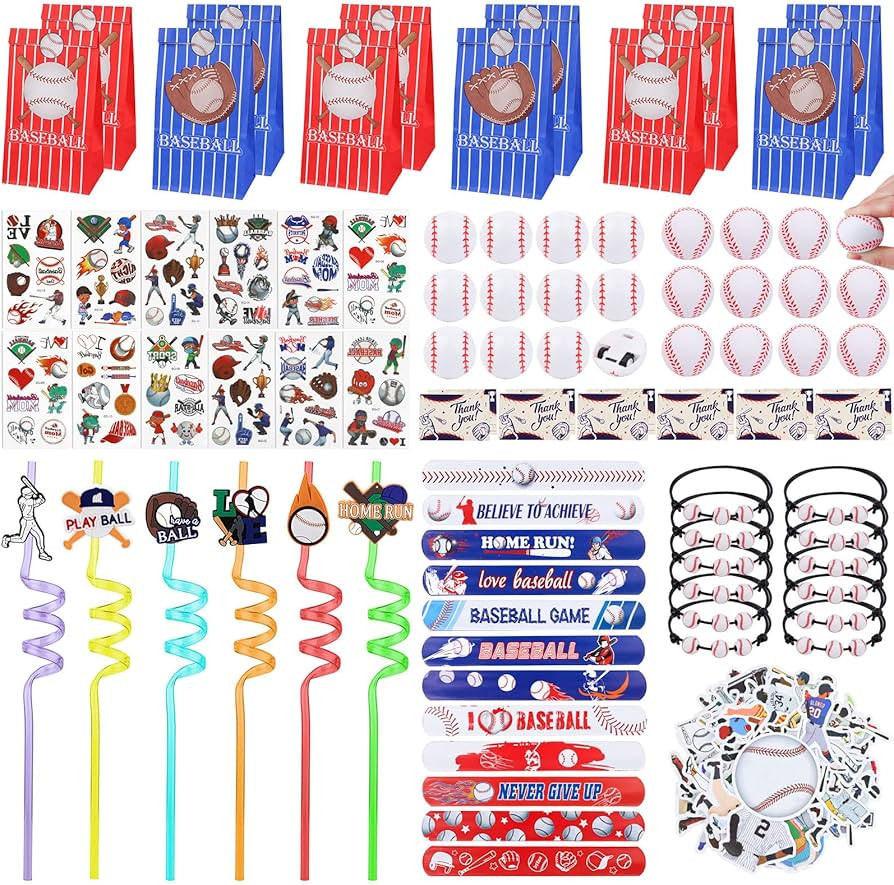 Gifts2U Baseball Party Favors Supplies, 146 Pcs Baseball Themed Goodie Bags Stuffers with Bracele... | Amazon (US)