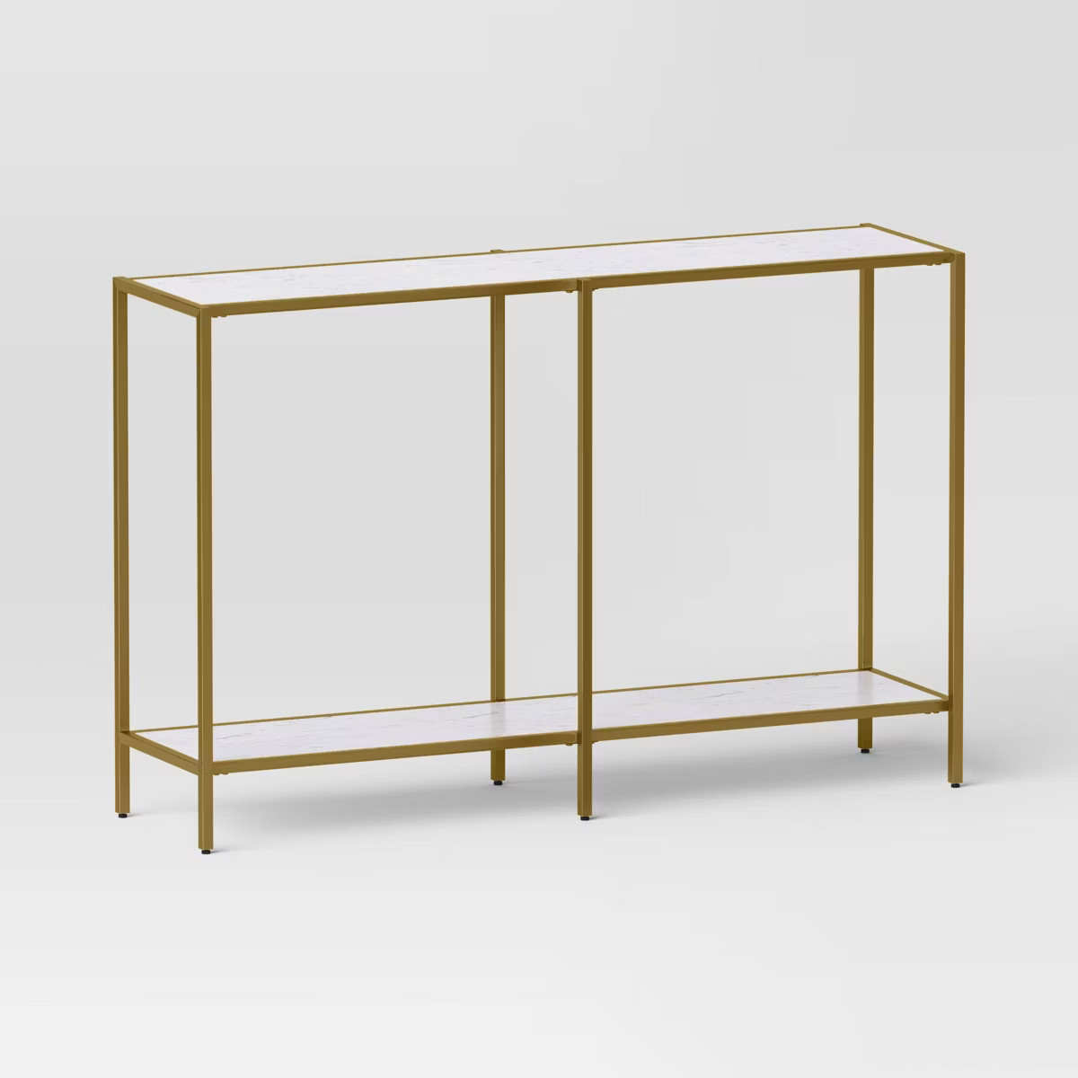 Faux Marble and Metal Console Table Gold - Threshold™: Sleek Two-Tiered, Rectangular Design, 30... | Target