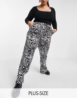 Native Youth Plus very wide leg trousers in zebra print | ASOS (Global)