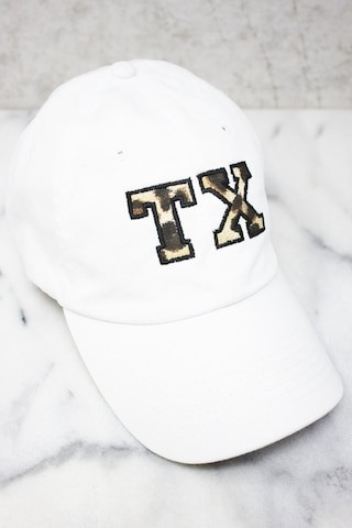 Leopard Print State Letters Applique Baseball Cap | The Pink Lily Boutique