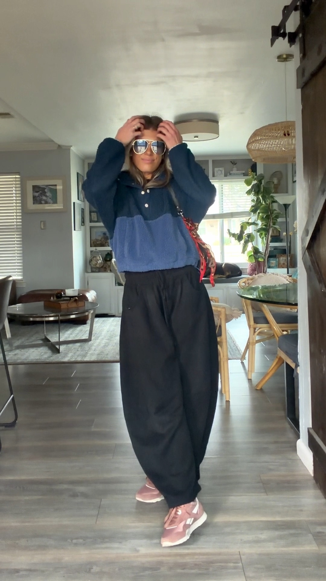 barrel sweatpants for life ✌🏽⚡️💙 #barrelsweatpants #urbanoutfitters #coolmom #40somethingmom #thriftedfinds #thriftedstyle 

#LTKmorningroutine #LTKgrwm #LTKOver40