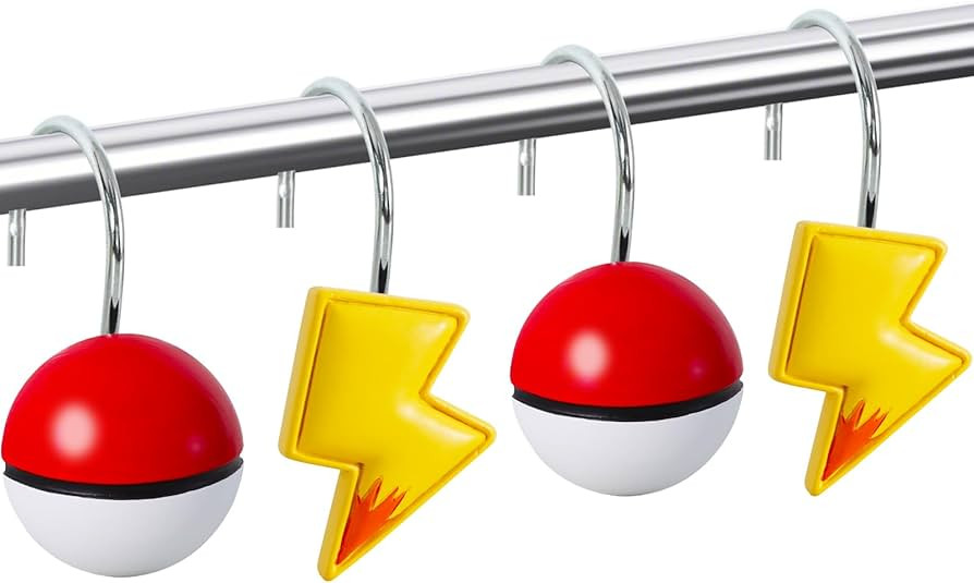 12PCS Lightning Cartoon Shower Curtain Hooks Rings, Anime Decorative Shower Hangers for Bathroom ... | Amazon (US)