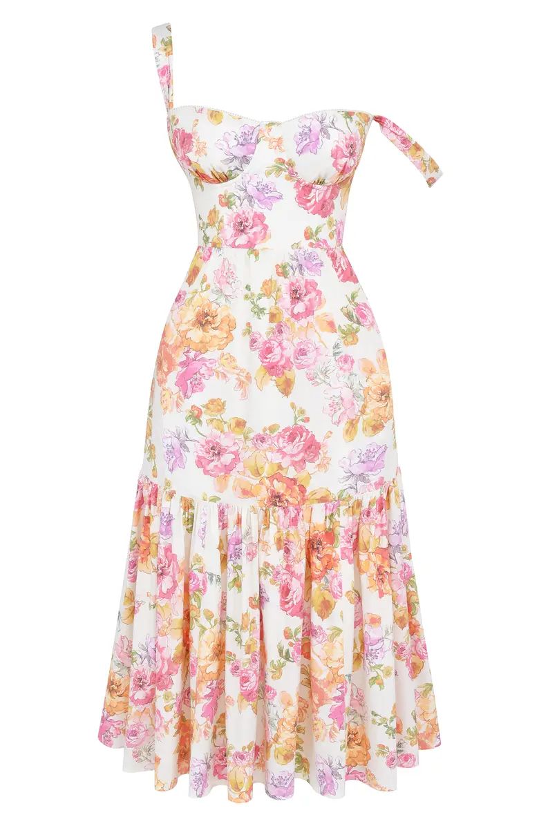 Elia Floral Stretch Cotton Blend Corset Sundress | Nordstrom